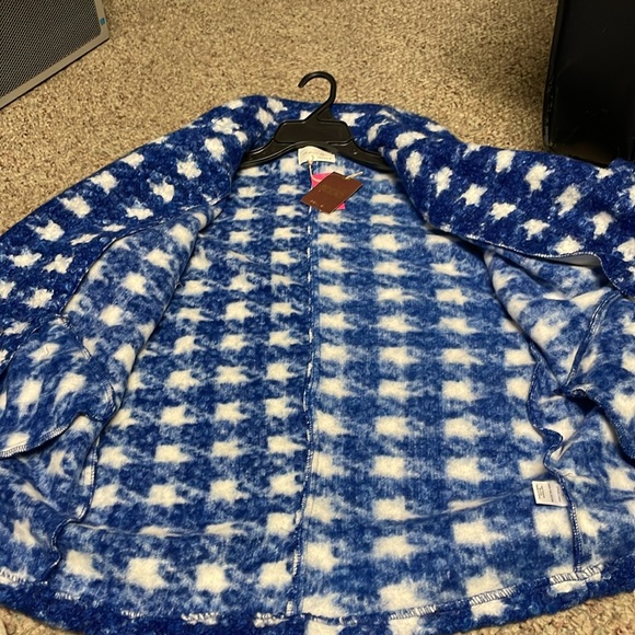 Active USA double breasted boucle print fluffy coat - Picture 8 of 10